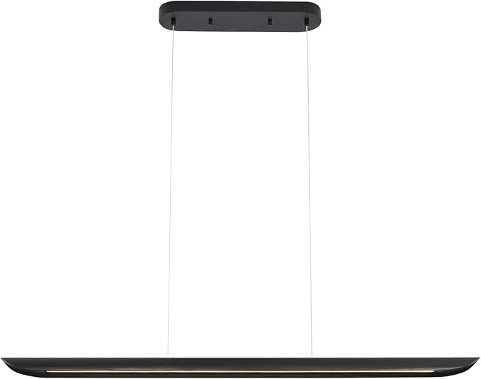 39" Modern Led Linear Pendant Light Dimmable Ceiling Hanging Lights Wood Linear Chandeliers Office Lighting for Dining Room Kitchen Island Pool Table Light Living Room Bar Pendant Light Black 24W