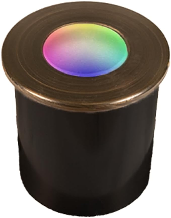 VOLT 12V 1W Solid Brass Color Changing RGBW Micro Dot LED Indicator Light (Bronze) for Outdoor Deck, Step, Patio, Path, Walkway or Hardscape Areas