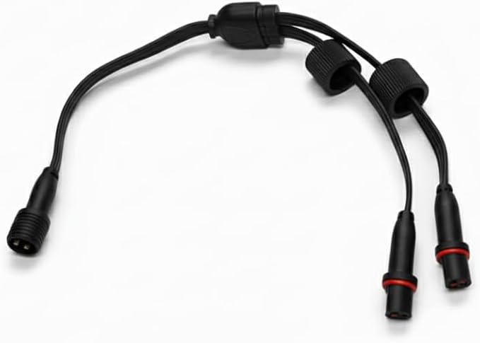 3-Pin Y Splitter Cable Compatible with Govee Permanent Outdoor Lights 2 / Elite (H705D H705E H705F H805A H805B H805C) – IP68 Waterproof Outdoor Connector (Black)