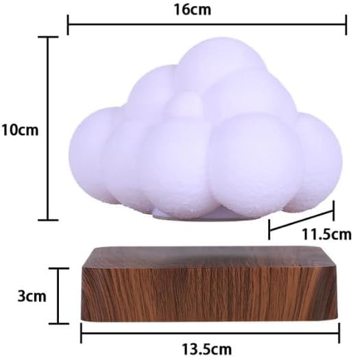 3D Floating Cloud Lamp Touch Control Magnetic Levitating Lamp LED 360° Rotation Cloud Lights Cute Night Light 3 Modes Lighting Unique Home Decor for Office Bedroom Gift Idea (Light Color)