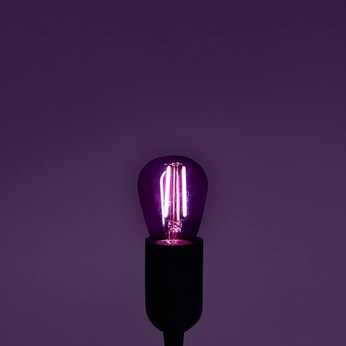 LUXRITE S14 Edison LED Purple Light Bulbs, 0.5W, Colored LED Bulbs for Outdoor String Lights, UL Listed, E26 Base, Indoor Outdoor, Decoration, Party, Holiday, String Light Replacement Bulbs (6 Pack)