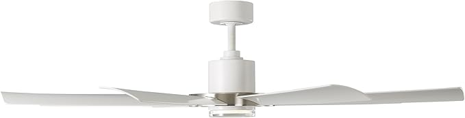 Modern Forms Aura Indoor and Outdoor 8-Blade 60in Smart Ceiling Fan in Matte White Brushed Nickel Ring with 2700K-3000K-4000K-5000K Selectable LED Light Kit and Remote Control works App