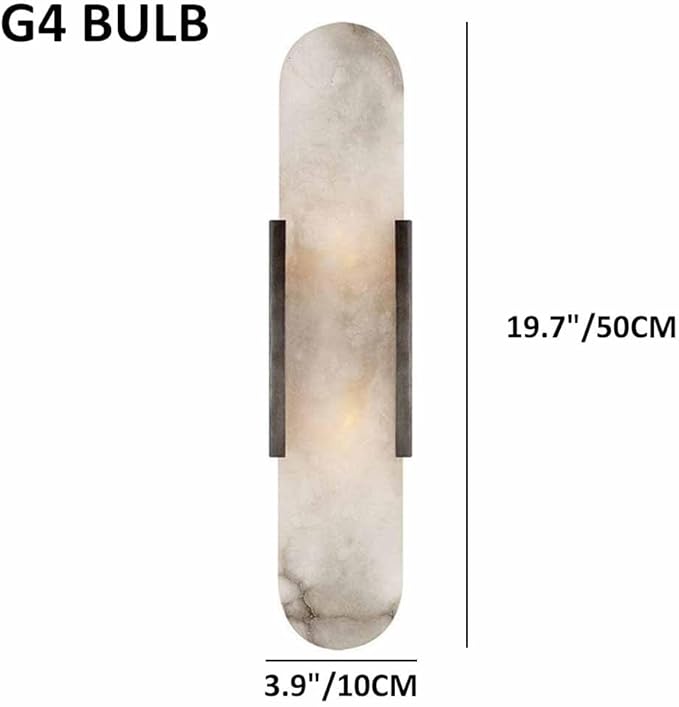Natural Alabaster Wall Sconces Set of 2 Marble Wall Lamp Bathroom Vanity Light Fixtures Alabaster Sconce Lighting White Stone Wall Mount Lamp for Bedroom Living Room Hallway Stairs Kitchen
