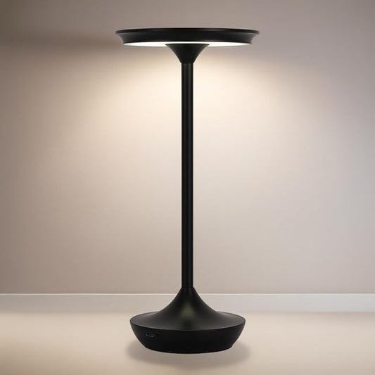 Rechargeable Cordless Table Lamp,Portable Outdoor Battery Operated LED Table Light Touch Control 3 Color Dimmable for Bedroom, Patio, Cofee,Dining Home,Restaurant&Living Room-Black
