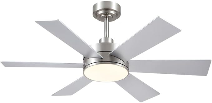 Ceiling Fans with Lights, Ceiling Fan with Remote APP, Dual-Sided Modern/Rustic, Reversible, 3CCT, Sloped Flush Mount Low Profile Ceiling Fan with Lights Bedroom Kitchen Indoor (Nickel, 46 inch)