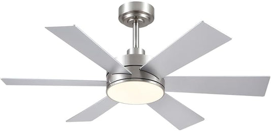 Ceiling Fans with Lights, Ceiling Fan with Remote APP, Dual-Sided Modern/Rustic, Reversible, 3CCT, Sloped Flush Mount Low Profile Ceiling Fan with Lights Bedroom Kitchen Indoor (Nickel, 46 inch)