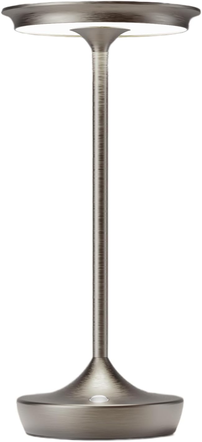 LED Cordless Table Lamp Rechargeable-Battery Operated Lamps, Portable 3 Color Touch Dimming Waterproof Light for Patio/Restaurant/Dining/Outdoor (Chrome)