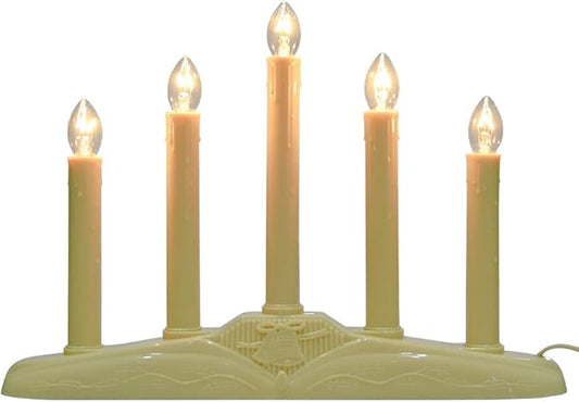 GOOTHY 5 Lights Electric Window Candle Lamp, 1 Pack Christmas Electric Candoliers Ivory Base with 6 Clear C7 Bulb (1 Spare Bulb), 5 Watt, 3Ft Cord, Candle Lamp Plug in and Ready to Use