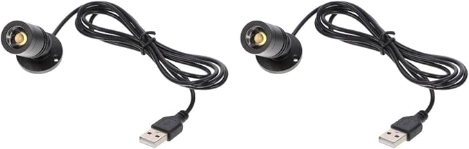 Uonlytech 2 Pieces Jewelry Showcase Small LED Spot Light Indoor USB Small LED Spotlight USB- Powered Spotlight for Jewelry, White Light
