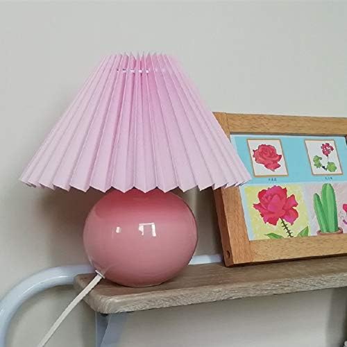 Korean Pleated Table Lamp Ins DIY Ceramic Table Lamps for Living Room Home Deco Cute Lamp with Tricolor Led Bulb Beside Lamp…