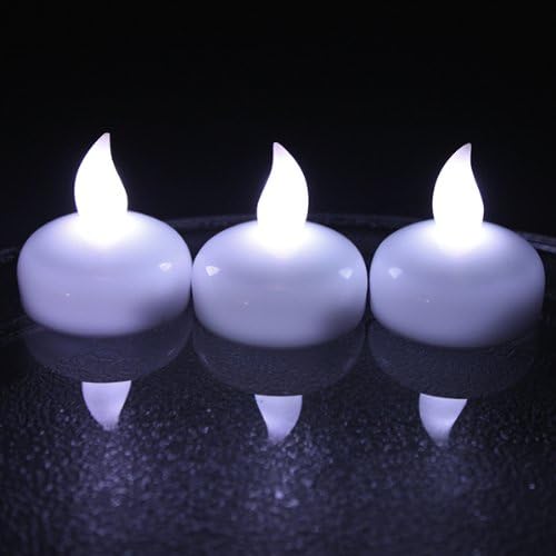 IMAGE Floating Candles, Flameless Floating LED Tea Lights 12 Pack Waterproof Tealight Candles for Wedding Party Spa Home Indoor Outdoor Decor-Cool White