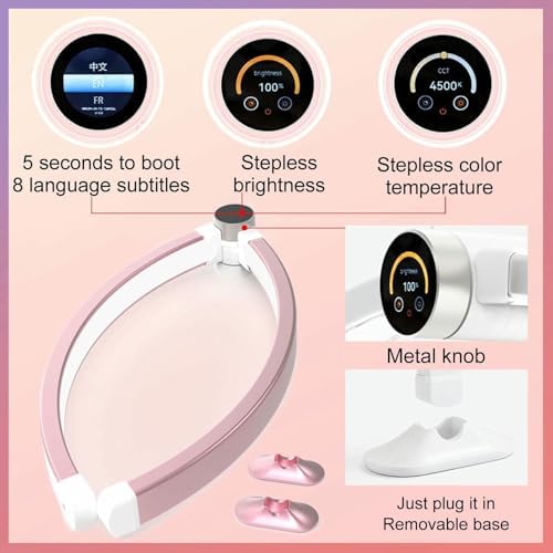 30in Foldable Half Moon LED Desk Lamp for Nail Tech - Adjustable Brightness 3000-6000K, Smart Display, Perfect for Nail Art & Lash Extensions