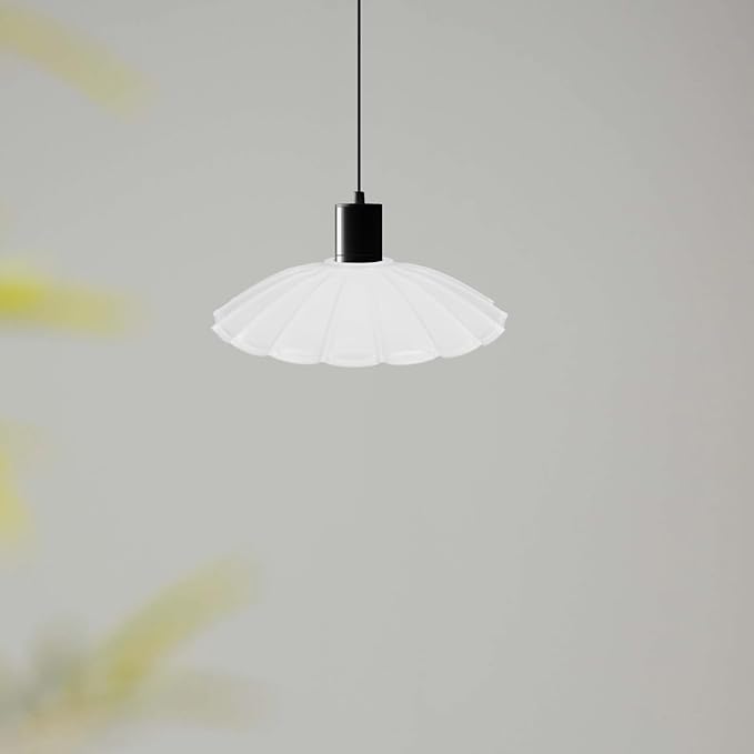 9.44 Inch Umbrella Pleated Lampshade Wrought Iron Flat Hanging Lamp Shade Metal Ceiling Light Shade for Pendant Lights and Table Lamps Rustic Industrial Decor