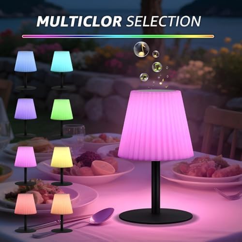 Shower Lamp with Speaker IP44 Waterproof, Rechargeable Cordless Table Lamp RGB Color with Remote, LED Battery Operated Lights for Inside/Outdoor Bathroom Night Light Patio