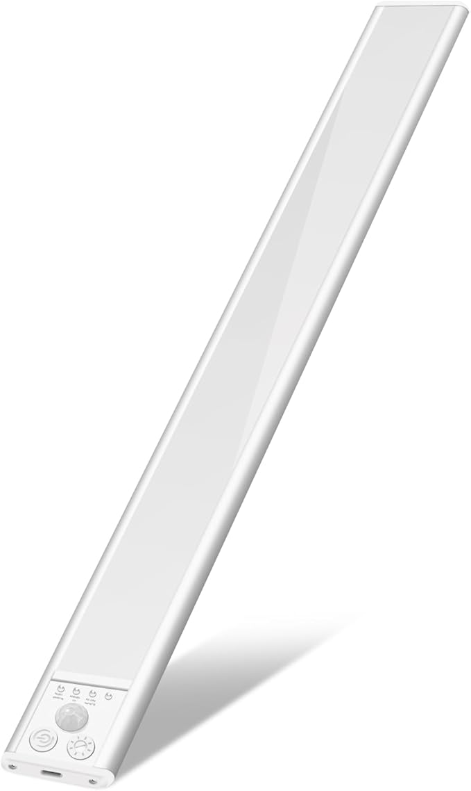 Under Cabinet Lighting, LED Motion Sensor Light Indoor with 3 Color Dimmable, 2500mAh Battery Operated Closet Lights Rechargeable Lamp, Magnetic Under Counter Night Lights Used in Cabinet (16 inches)