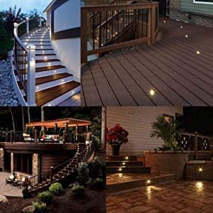 Lixada Recessed LED Deck Light Kit In Ground Outdoor Landscape Light IP67 Waterproof Low Voltage for Outdoor Yard Garden Steps Stair Patio Floor Pool Deck Kitchen Decoration-10 Pack-Natural White