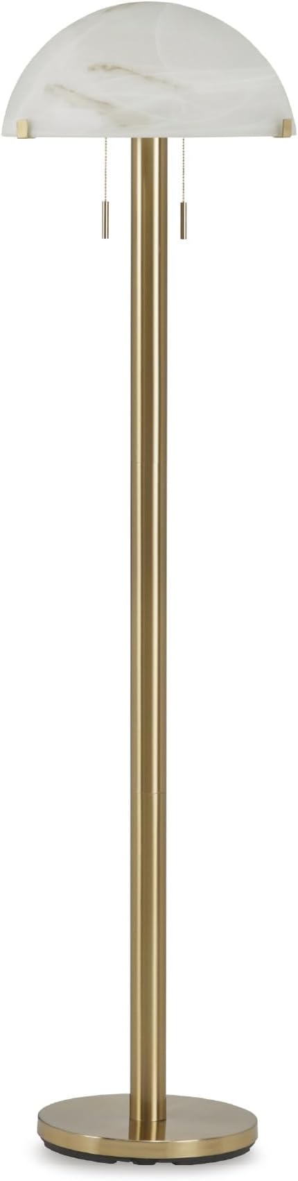 Signature Design by Ashley Tobbinsen Vintage Metal and Glass Floor Lamp with Pull Chain Switch and 2 Sockets, Metallic & White