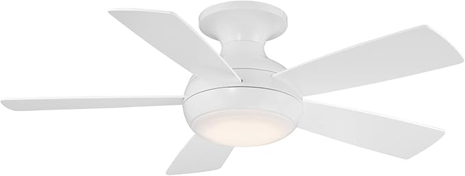 WAC Lighting F-034L-MW Odyssey 44" Hugger Ceiling Fan with LED Lights & Remote, Matte White