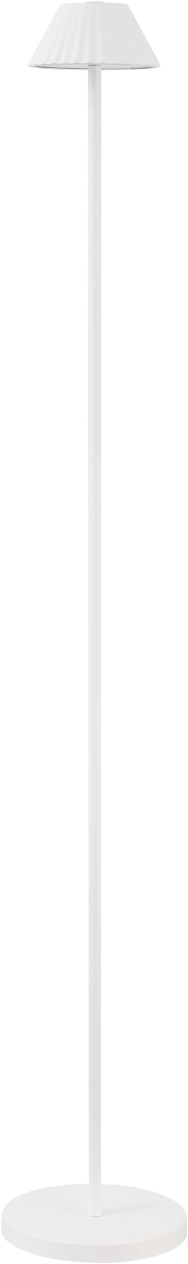 JONATHAN Y 44" White Modern Rechargeable Cordless LED Floor Lamp for Patio, Dimmable Minimalist Indoor Outdoor Standing Light, Pleated Iron Shade, Touch Sensor (JYL7168B)