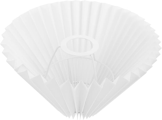 DOITOOL 1pc Pleated Lampshade Table Light Shade Farmhouse Lamp Cover Linen Lamp Cover Small Pleated Lamp Shades Wall Ceiling Light Shade Pendant E27 White Wrought Iron Rural Hanging Lamp