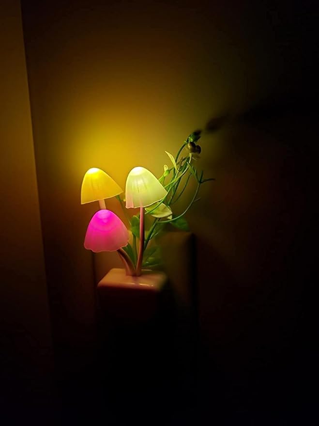 AUSAYE Sensor Led Night Light, Color Changing Plug-in LED Mushroom Light Dream Bed Lamp Cute NightLight Sweet Night Lights for Kids Adults