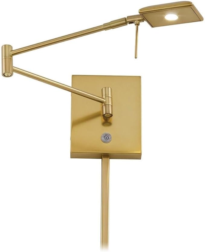 GEORGE KOVACS P4328-248 George's Reading Room LED Swing Arm Wall Lamp, 1-Light, 8 Total Watts, 6.25-in H x 13.75-in W, Honey Gold