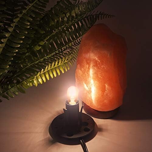 haraqi Himalayan Salt Lamp Cord (6ft) with Dimmer Switch,Original Replacement Cord with Base Assembly(3.34 Inches) and 6 Piece 25 Watt E12 Bulbs for Salt Rock Lamp
