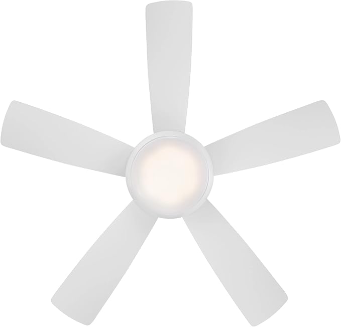 WAC Lighting F-034L-MW Odyssey 44" Hugger Ceiling Fan with LED Lights & Remote, Matte White