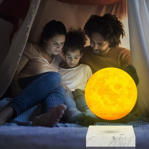 VGAzer Levitating Moon Lamp,Floating and Spinning in Air Freely with 3D Printing LED Moon Lamp 16 Colors Night Light for Unique Gifts,Room Decor (3 Colors)