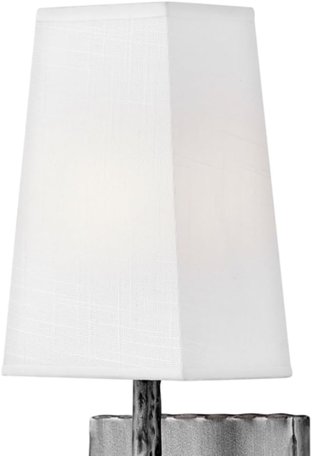 Hinkley Tress Large Single Light Wall Sconce - Hammered Details, Off-White Textured Shade - Burnished Nickel