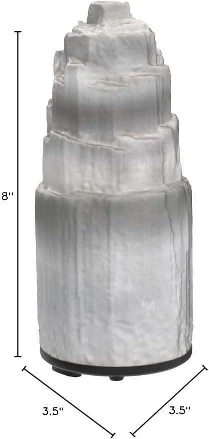 Himalayan Glow Crystal Lamp Authentic Handmade Moroccan Selenite with Wooden Base & USB Cable (ETL Certified), Ideal Gift Choice, 20cm, White