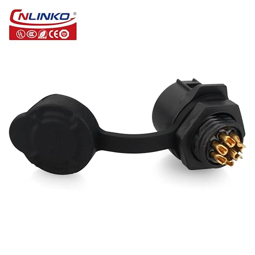 CNLINKO LP-12 IP68 Industrial Waterproof Connector Quick Plug Circular Connector PBT Plastic Shell Aviation Connector M12 2-8 Pin Thread Socket (8 Pin)