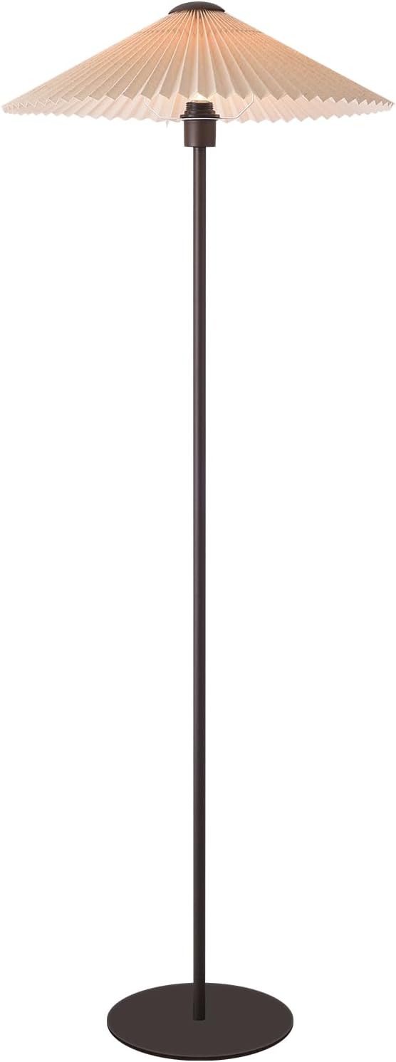 KUNJOULAM Pleated Floor Lamp, Pole Floor Lamps, Simple Design Tall Lamp with Fabric Lampshade, Standing Lamp for Living Room, Bedroom, Office, Home (Brown)
