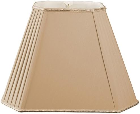 Royal Designs Rectangle Empire w Pleated Cut Corners Designer Lampshade w Staggered Pleats, Antique Gold, (9x7.5) x (18x12) x 13