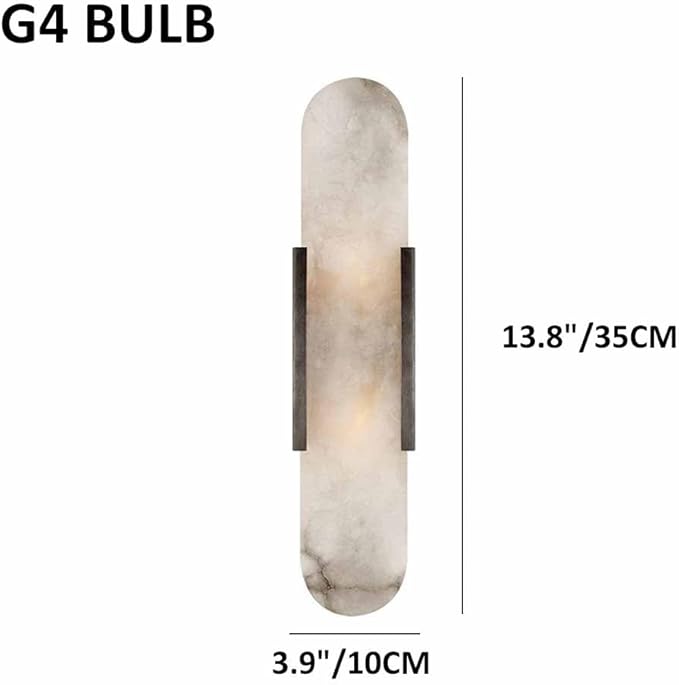 Natural Alabaster Wall Sconces Set of 2 Marble Wall Lamp Bathroom Vanity Light Fixtures Alabaster Sconce Lighting White Stone Wall Mount Lamp for Bedroom Living Room Hallway Stairs Kitchen