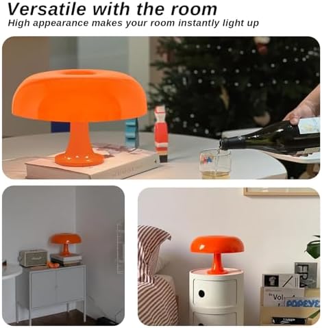Mushroom Table Lamp - Retro Design for Living Room, Office, Bedroom - Stylish and Functional Orange Mushroom Lamp