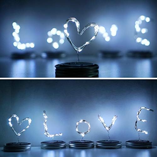 Solar Mason Jar Lights, 6 Pack 20 LED Fairy String Lights with 6 Hangers (No Jars), Waterproof Firefly Lights Lantern for Outdoor, Wedding, Patio, Garden, Party, Christmas Decor (Cold White)
