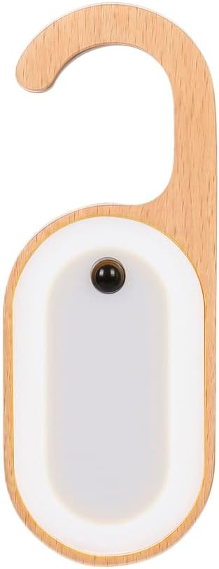 Wooden Message Memo Motion Sensor Door Key Night Light, Doorknob Board LED Door Lock Lamp, Rechargeable Doorhandle Warm Light Hook Design for Bedroom, Bathroom