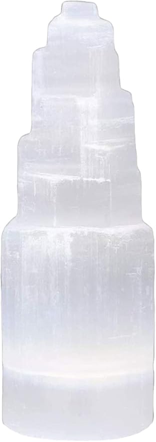 WBM Selenite Crystal Skyscraper Tower 15cm Long, Natural Healing & Calming Effects, Moroccan Crystal Without Cord for Home Decor 3-5 Lbs