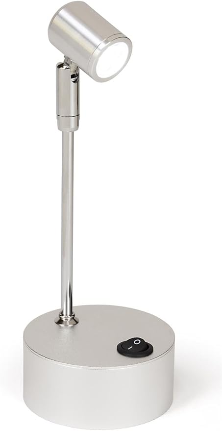 Display Case Accent Lights, Battery-Powered LED, 4 Heights, Set of 2 - Black/Silver