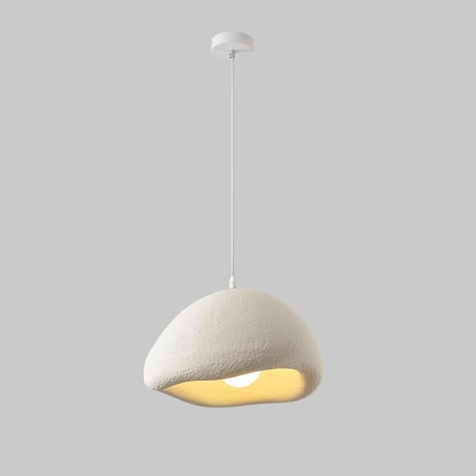 Scandinavian Pendant Lights Kitchen Island Beige White Concrete Cement Look Pendant Light Dome Hanging Lamp Wabi Sabi Chandelier - Large