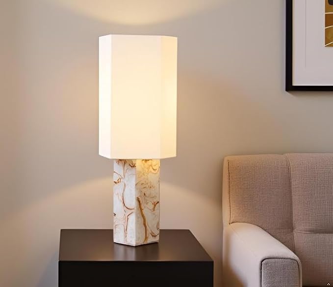 Cruiser’s Caché 18" Contemporary Contemporary Agate Table Lamp, Natural Color with Handloomed Fabric Lampshade
