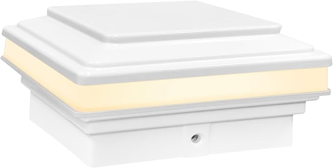 GKOLED Low Voltage Flat Top Post Cap Light, 3W 12V AC/DC, Outdoor Fence Lighting for 3.5'' x 3.5'' and 4.0’' x 4.0’’, 3000K LED Fence Lights for Landscape, Waterproof, Die-cast Aluminum Top, White