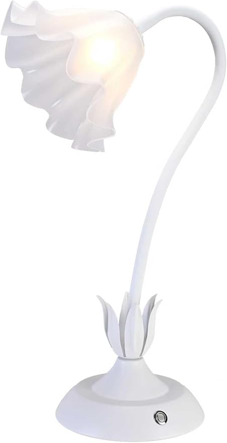 Cordless Flower Table Lamp White, Valentine‘s Gift, 5200-mAh Rechargeable Touch Lamp, 3-Way Dimmable, Build-in Integrated LED 320 Lumen Max, for Nightstand Bedroom Living Room