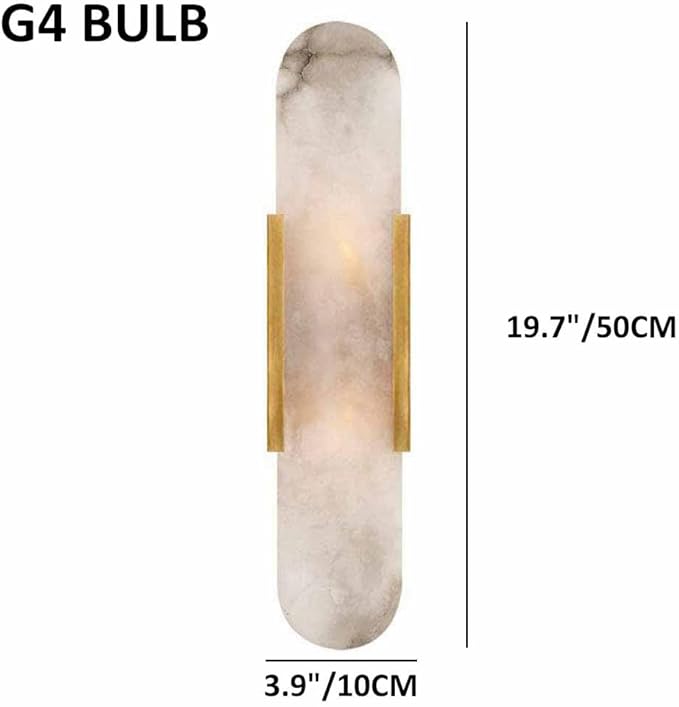Natural Alabaster Wall Sconces Set of 2 Marble Wall Lamp Bathroom Vanity Light Fixtures Alabaster Sconce Lighting White Stone Wall Mount Lamp for Bedroom Living Room Hallway Stairs Kitchen