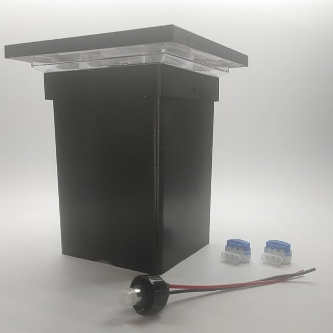 DekLights® DIY Line LED Lighted Post Cap for 4x4 Deck/Fence Posts. Wired 12volt Low Voltage with Replaceable LED Light Bulb. for Your Vinyl or Composite railings. Made in USA (Black Cap 6000k Bulb)
