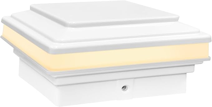 GKOLED Flat Top Post Light, 9-15V AC/DC 3W IP65 Waterproof Outdoor Deck Lighting, 2700K LED Fence Cap Lights for 3.5x3.5 4x4 Wood or Vinyl Posts, White