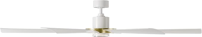 Modern Forms Aura Indoor and Outdoor 8-Blade 72in Smart Ceiling Fan in Soft Brass Matte White with 3000K LED Light Kit and Remote Control works with Alexa and iOS or Android App