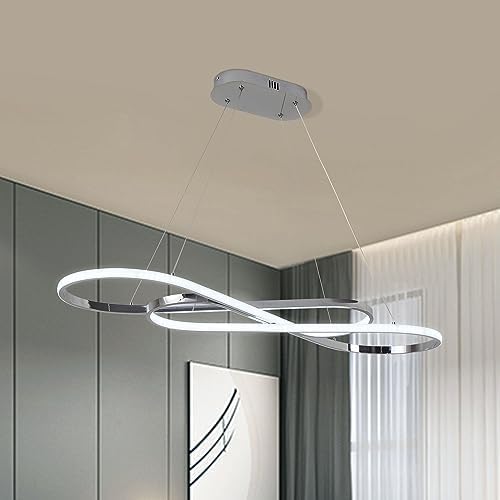 Modern Chandelier,Led Chandelier for Kitchen Island Lighting,Modern Led Pendant Light for Kitchen Island Chandelier Over Table,Dimmable Modern Chandeliers for Dining Room Light Fixture with Remote