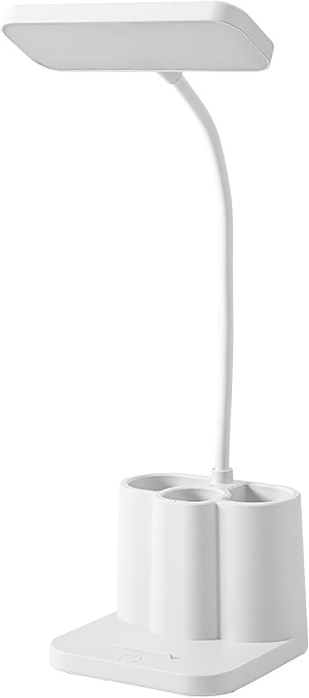 GLOGLOW LED Desk Lamp, Dimmable with Adjustable Color and Pen Holder, Eye Protection Bedside Light for Study and Office Use (Rechargeable Version)